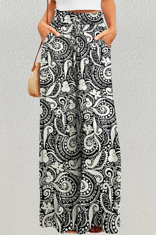 Paisley Printed High-Waisted Palazzo Pants for Women