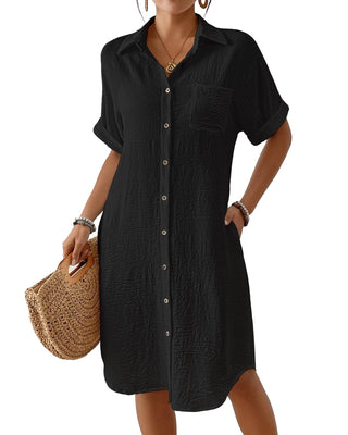 Short Sleeve Beach Dress with Pockets