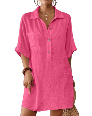Short Sleeve Loose Shirt Dress