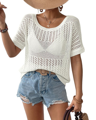 Short Sleeve Crochet Tops 2025