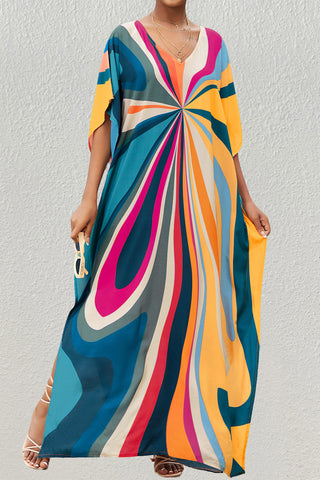blue kaftan dress long beach cover ups