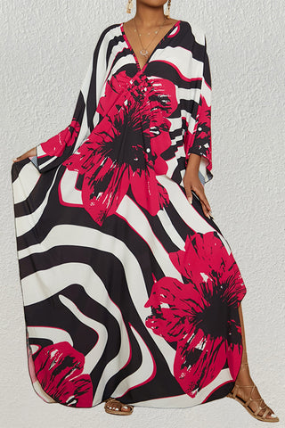 flower red kaftan dress long beach cover up dress