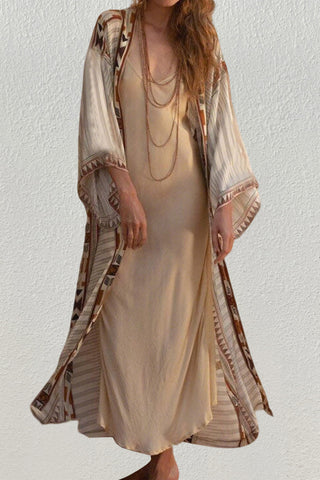 print swimwear kimono cardigan long beach cover up