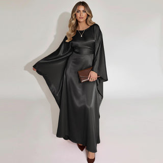 Bsubseach Plus Size Satin Kaftan Dress – Batwing Beach Cover Up for Women