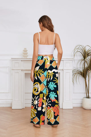 Paisley Printed High-Waisted Palazzo Pants for Women