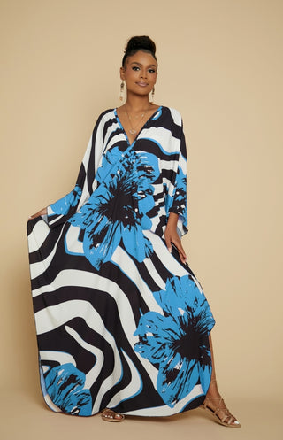 Flower Plus Size Red Kaftan Dress