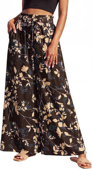 Bsubseach Women's Flowy Palazzo Pants, Wide Leg Casual Summer Trousers, Vacation Loose Outfit Pants