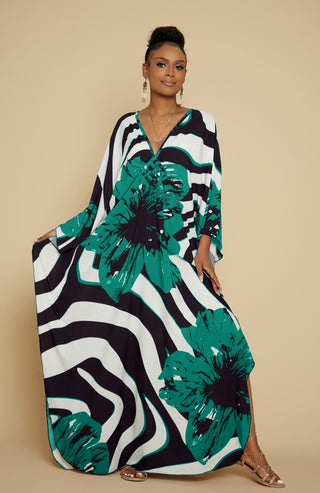 Flower Plus Size Red Kaftan Dress