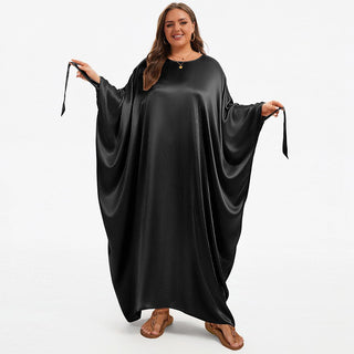 Bsubseach Plus Size Satin Kaftan Dress – Batwing Beach Cover Up for Women
