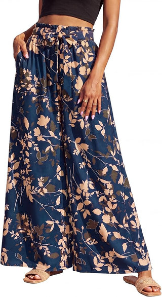 Bsubseach Women's Flowy Palazzo Pants, Wide Leg Casual Summer Trousers, Vacation Loose Outfit Pants