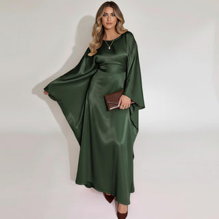 Bsubseach Plus Size Satin Kaftan Dress – Batwing Beach Cover Up for Women