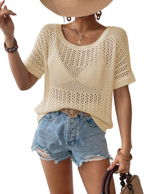 Short Sleeve Crochet Tops 2025