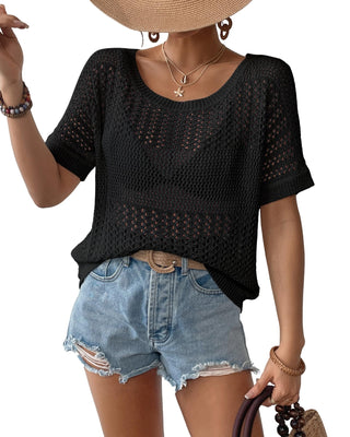 Short Sleeve Crochet Tops 2025