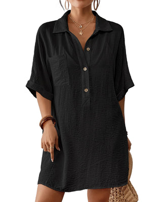 Short Sleeve Loose Shirt Dress