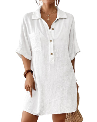 Short Sleeve Loose Shirt Dress