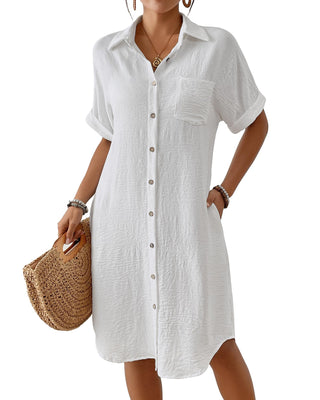 Short Sleeve Beach Dress with Pockets