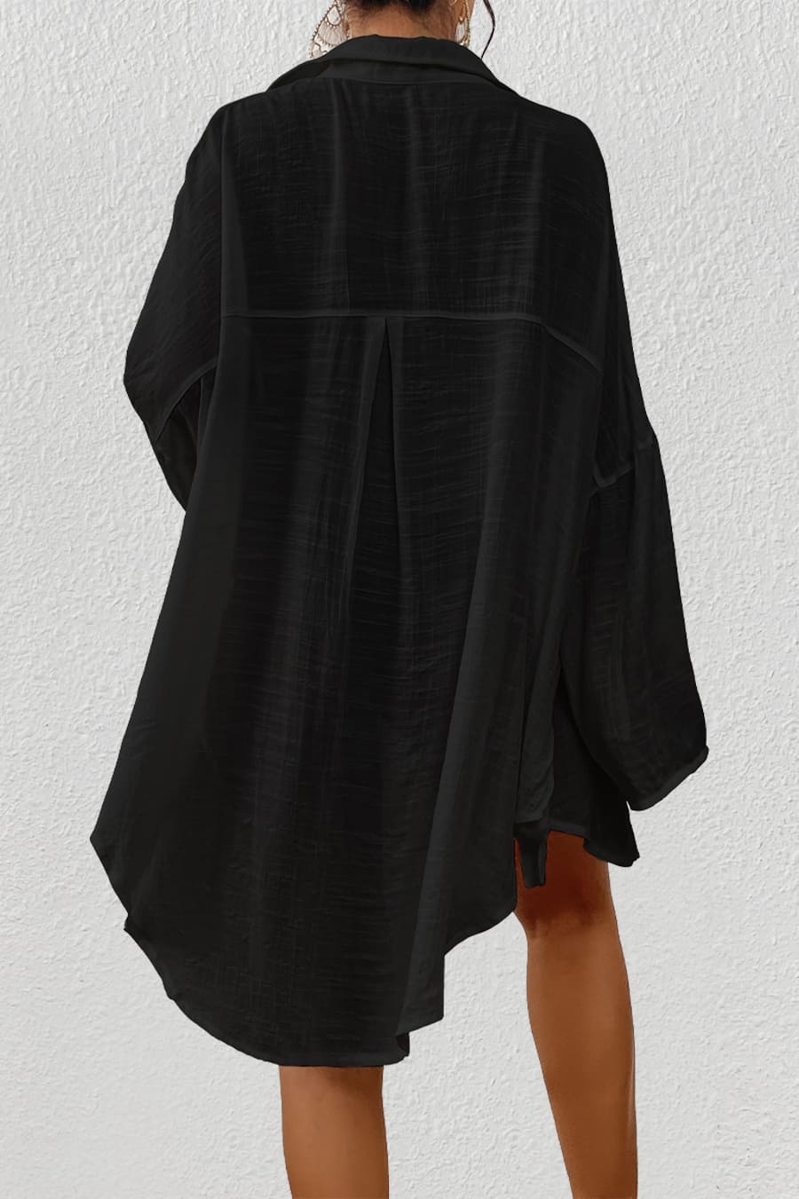 black shirt dress cover up TGPMGRZ Beach Cover Ups for Women V Neck Long Swimsuit Cover Up Shirt Dress Bathing Suit with Pockets Black Size S