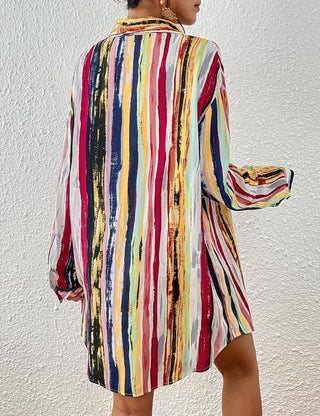Beach Striped Cover Up Shirt - Bsubseach