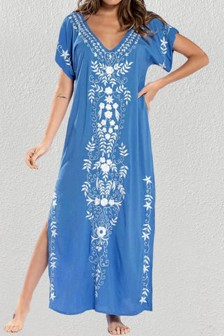 blue kaftan dress pattern oversized cover up