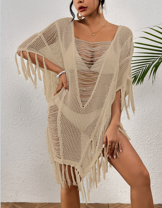 Sheer Bikini Tassel Swimsuit Cover Up Tops