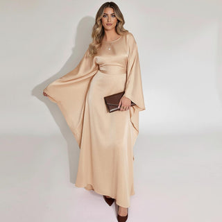 Bsubseach Plus Size Satin Kaftan Dress – Batwing Beach Cover Up for Women