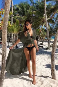 Long Black Cover Up for Swimsuit Kimono