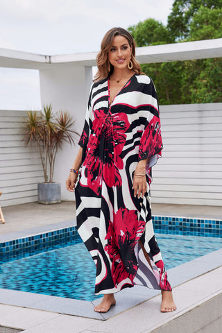 flower oversize kaftan dress beach swimsuit cover ups