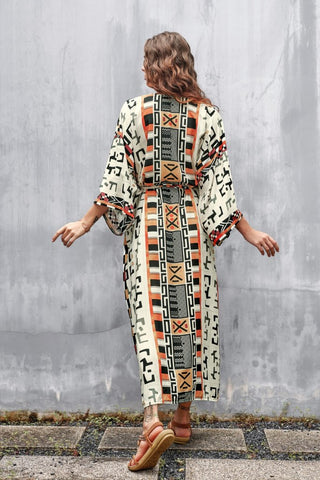 geometric print swimwear kimono cardigan cover up beach