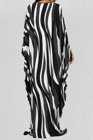 black and white cover up kaftan dress maxi