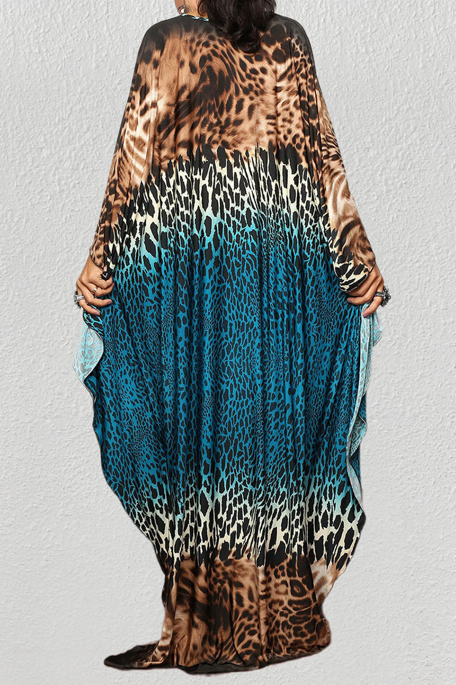 Stripe Pattern Kaftan Beach Cover Up Bsubseach printing93-38 / One Size Stripe Pattern Kaftan Beach Cover Up Bsubseach printing93-38 / One Size