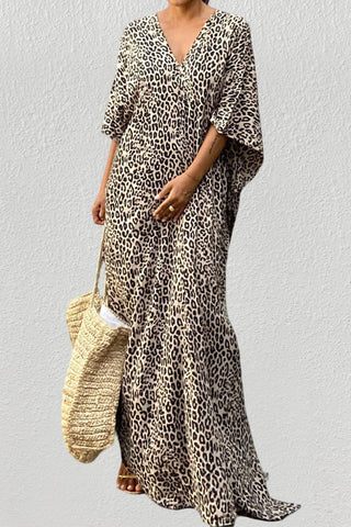 Print Short Sleeve Beach Kaftan Dresses - Bsubseach