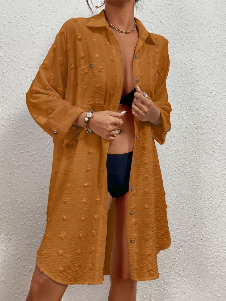 Button Down Cover Up Shirt Dress