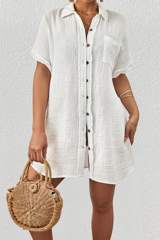 white beach shirt cover up vacation summer dress