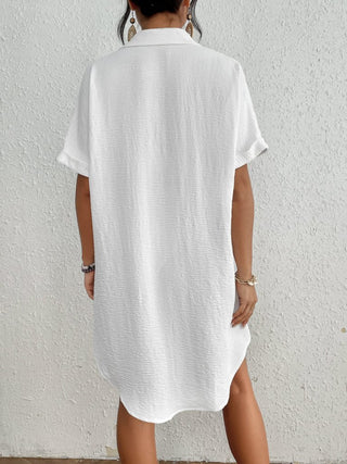 Women's Button Down White Shirt Beach Cover Up - Bsubseach