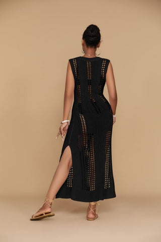 Women's Crochet Mesh Swimwear Cover Up Beach Dress - Bsubseach